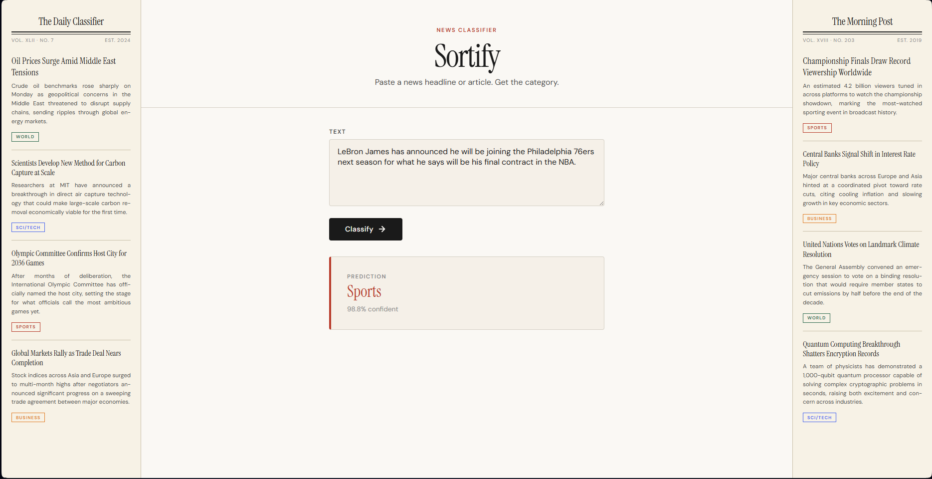 Sortify preview